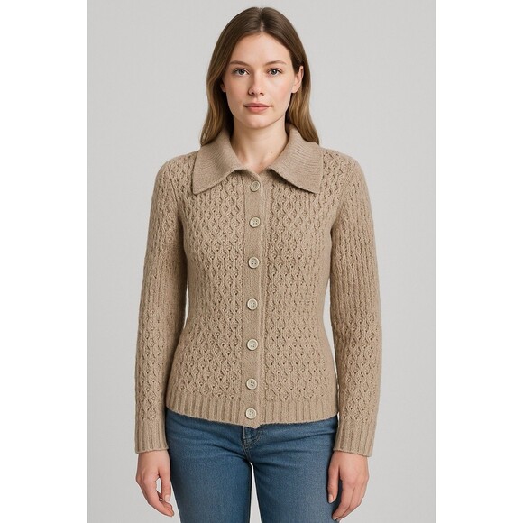 Joie Women’s Beige Knit Cardigan Sweater XS Button Up Collared Long Sleeve - Picture 1 of 16
